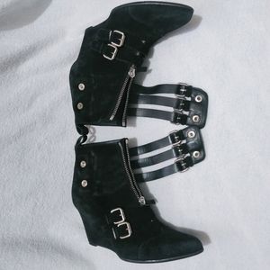 Tabitha Simmons Harley Suede Wedge Buckle Bootie